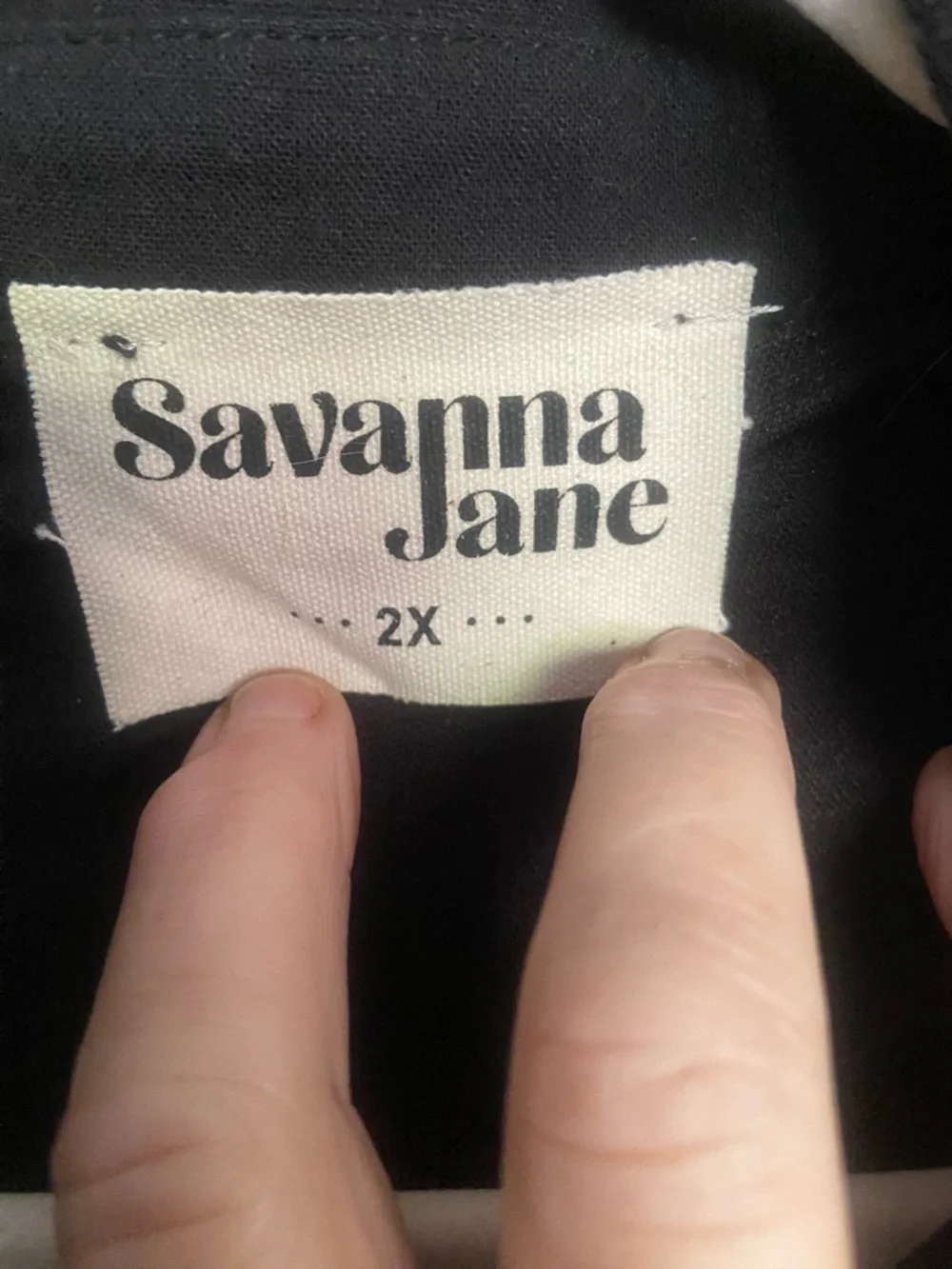 🐦⬛Savanna Jane Black Short-Sleeve Button-Front Jumpsuit with Embroidered Trim - Picture 2 of 5